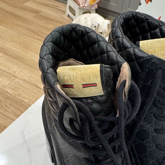 Gucci Women's Black Quilted Lace-Up Boots - Picture 4 of 7